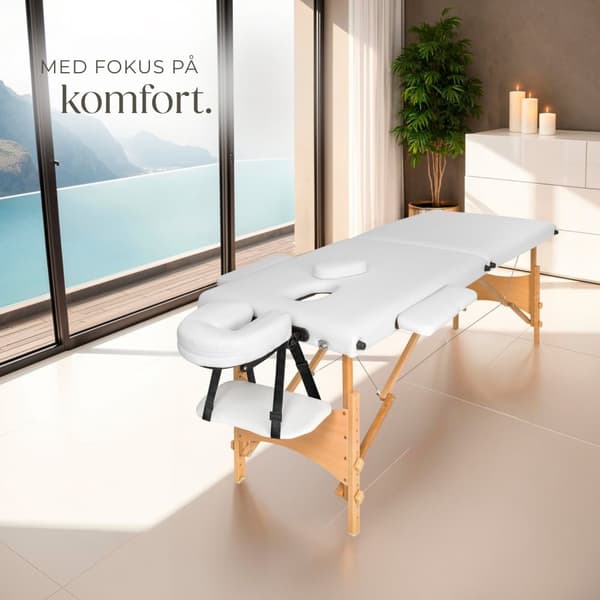 2-zons massagebänk med 5 cm stoppning, inklusive bärväska - vit