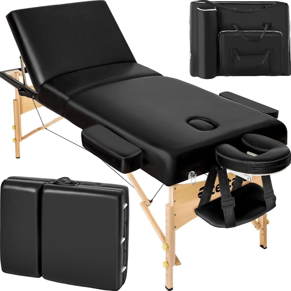 3-zons massagebänk 10 cm stoppning + väska - svart