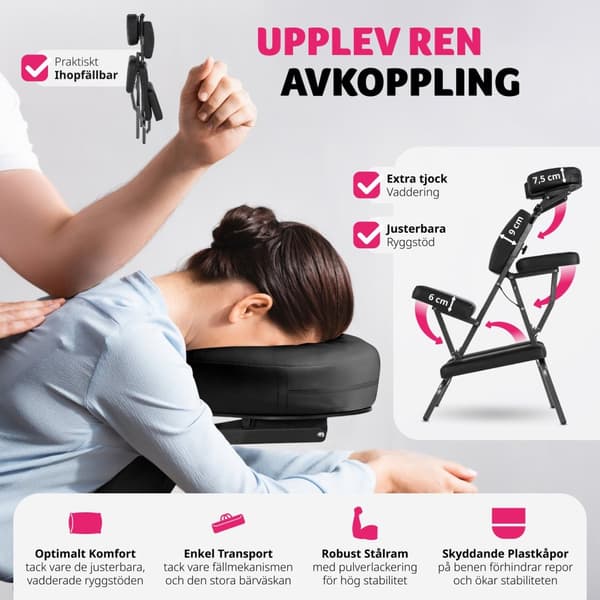 Massagestol i konstläder - svart