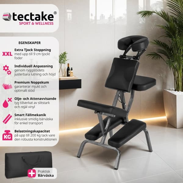 Massagestol i konstläder - svart