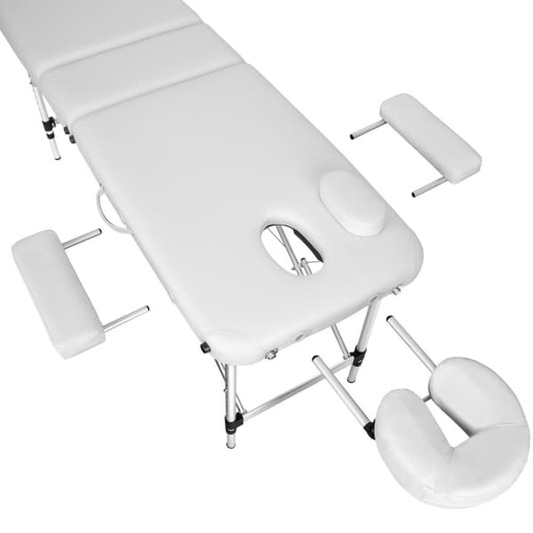 Massagebriks i aluminium med 3 zoner, 5 cm polstring + taske - hvid