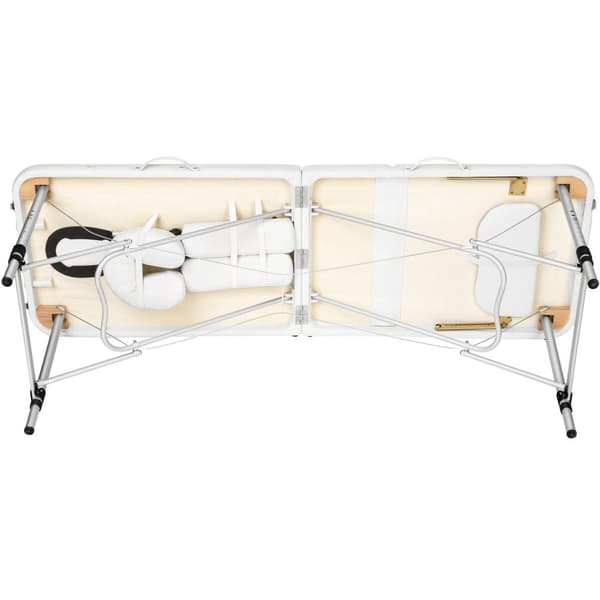 Massagebriks i aluminium med 3 zoner, 5 cm polstring + taske - hvid