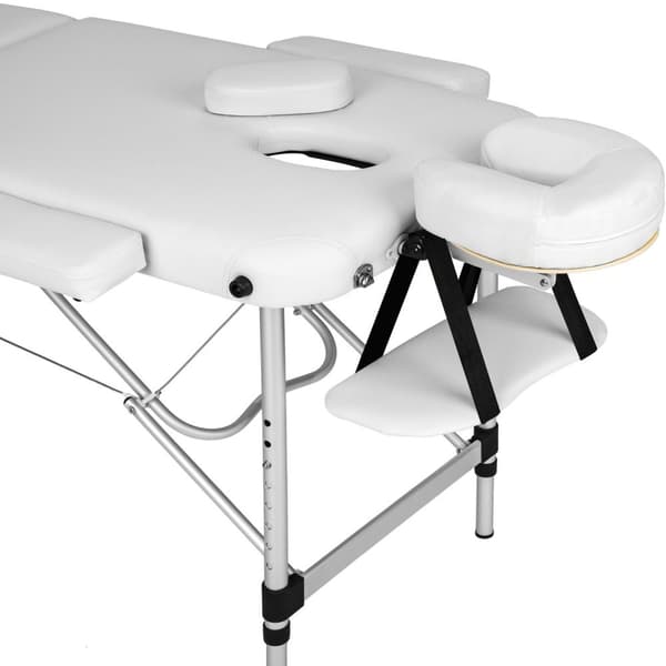 Massagebriks i aluminium med 3 zoner, 5 cm polstring + taske - hvid