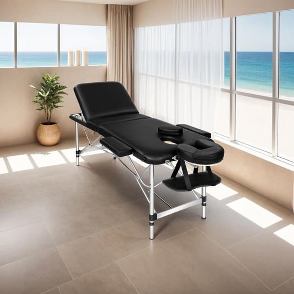 Massagebriks i aluminium med 3 zoner, 5 cm polstring + taske - sort