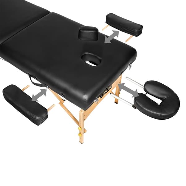 Massagebriks med 2 zoner, 7,5cm polstring + ruller - sort