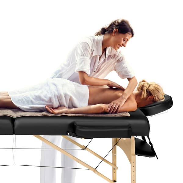 Massagebriks med 2 zoner, 7,5cm polstring + ruller - sort