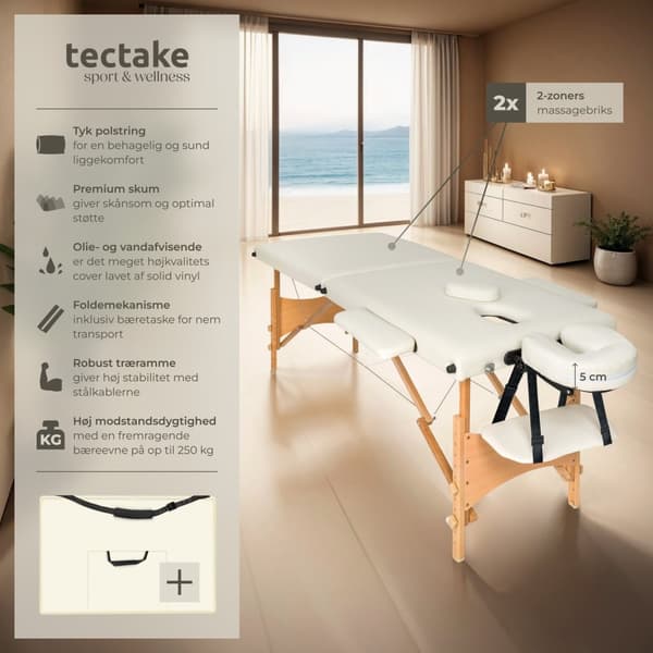 Massagebriks med 2 zoner, 5cm polstring + taske - beige