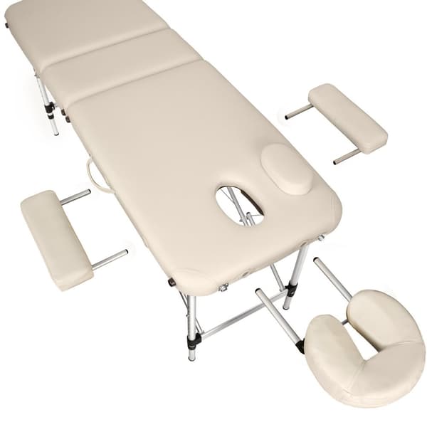 Massagebriks i aluminium med 3 zoner, 5 cm polstring + taske - beige