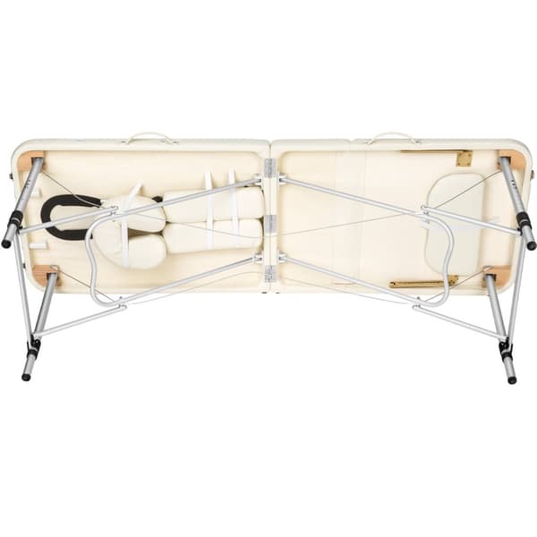 Massagebriks i aluminium med 3 zoner, 5 cm polstring + taske - beige