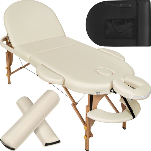 Massagebriks sæt oval med 3 zoner, 5cm polstring + massageruller - beige