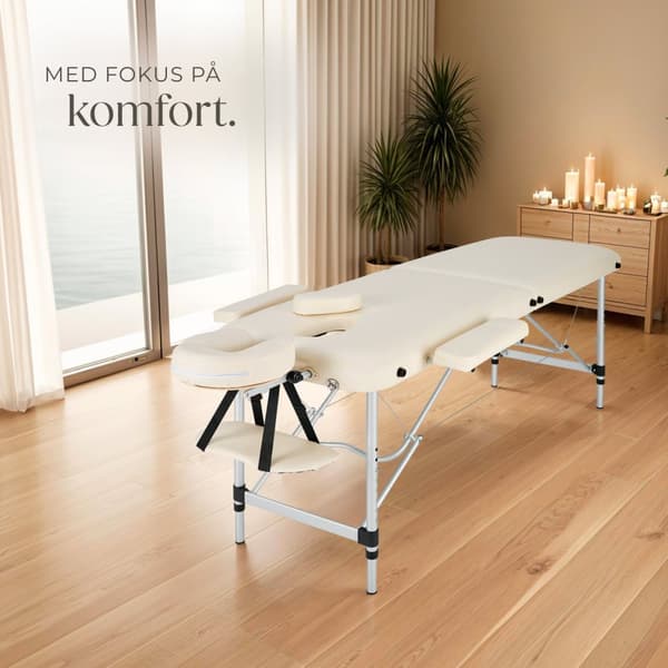 2-zons massagebänk med aluminiumram och bärväska - beige