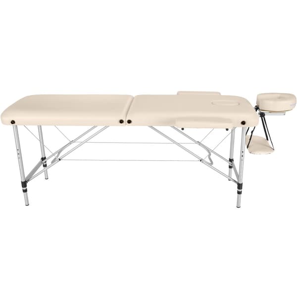 Massagebriks i aluminium med 2 zoner, polstring + taske - beige