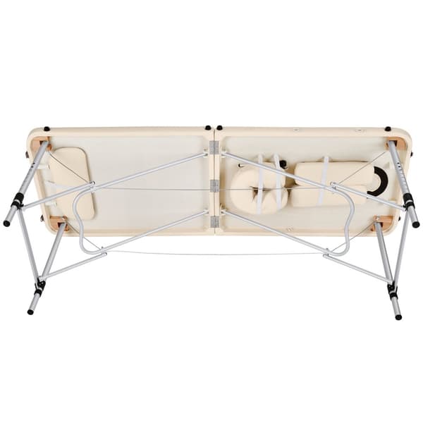 Massagebriks i aluminium med 2 zoner, polstring + taske - beige