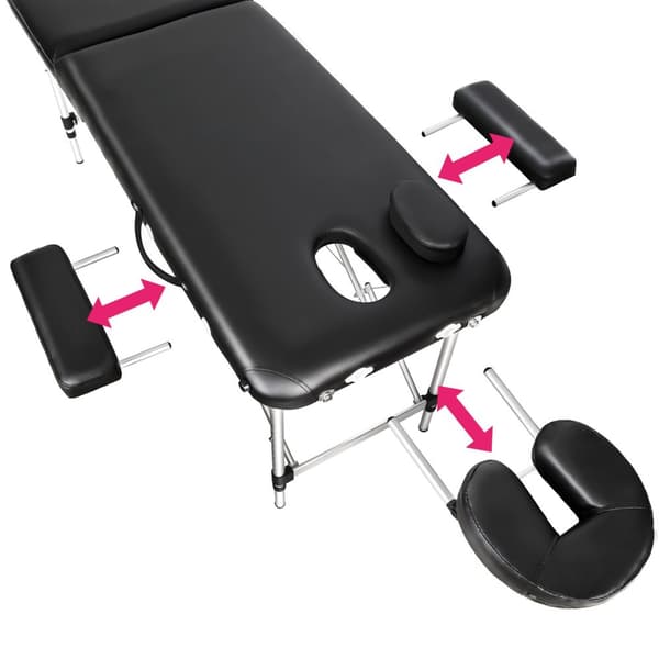 Massagebriks i aluminium med 2 zoner, polstring + taske - sort