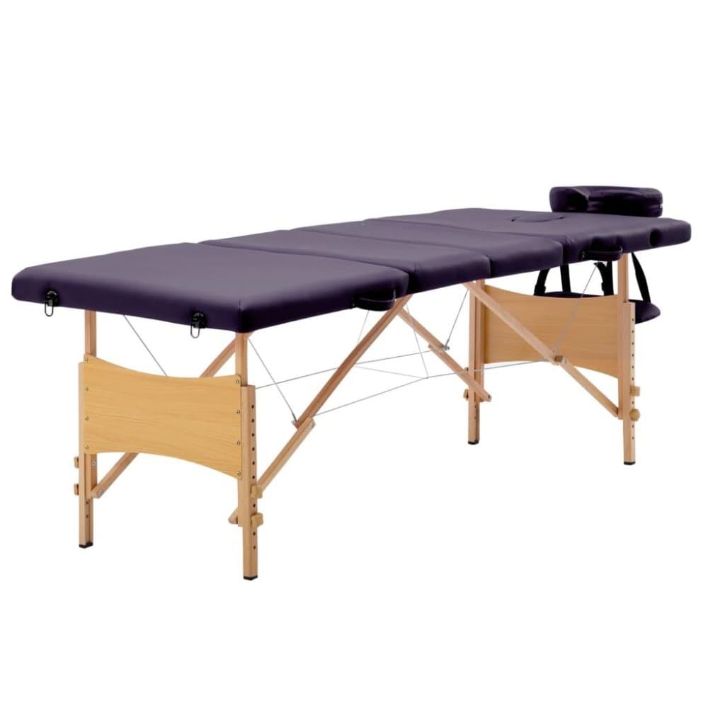 vidaXL Hopfällbar massagebänk 4 sektioner trä lila