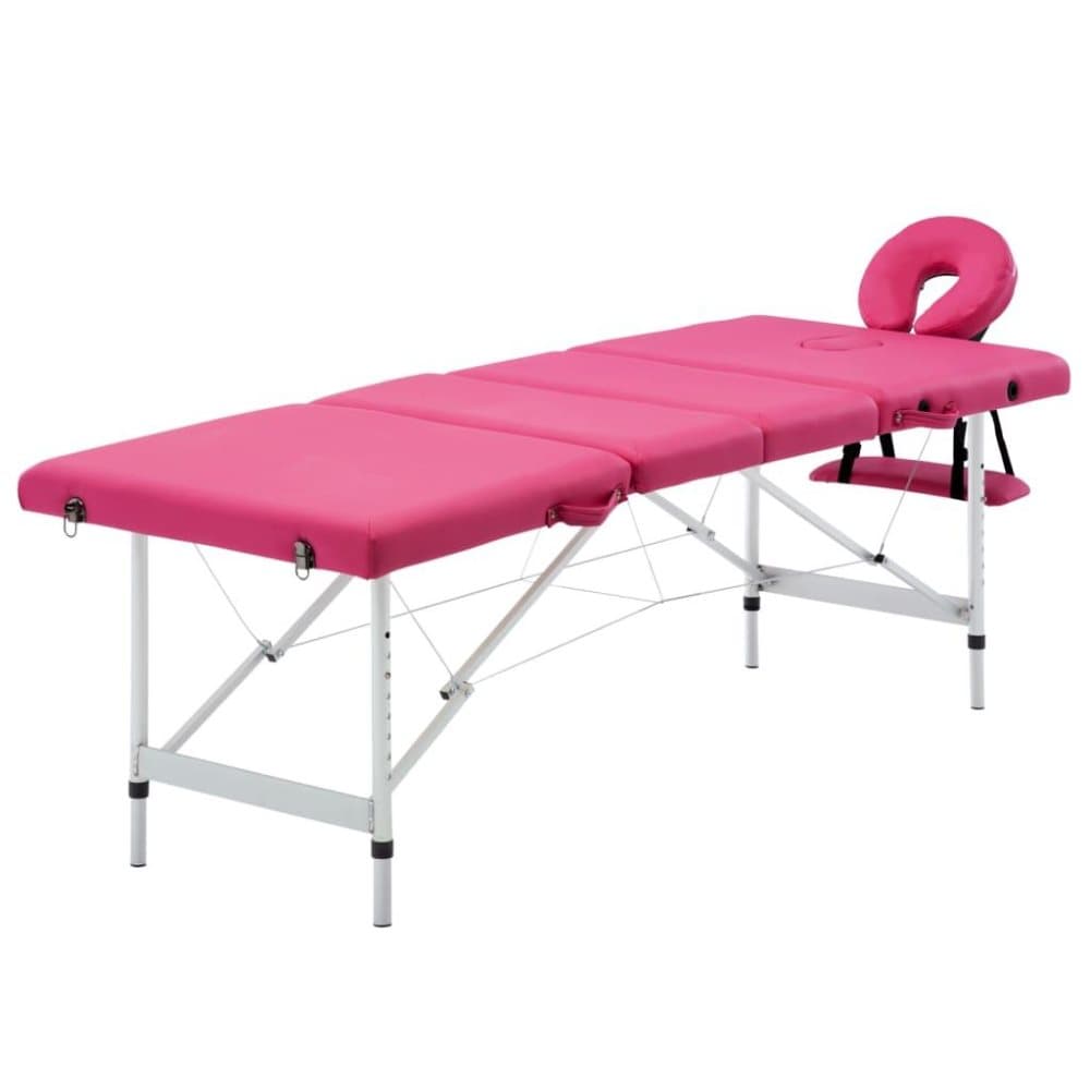 vidaXL foldbart massagebord 4 zoner aluminium pink