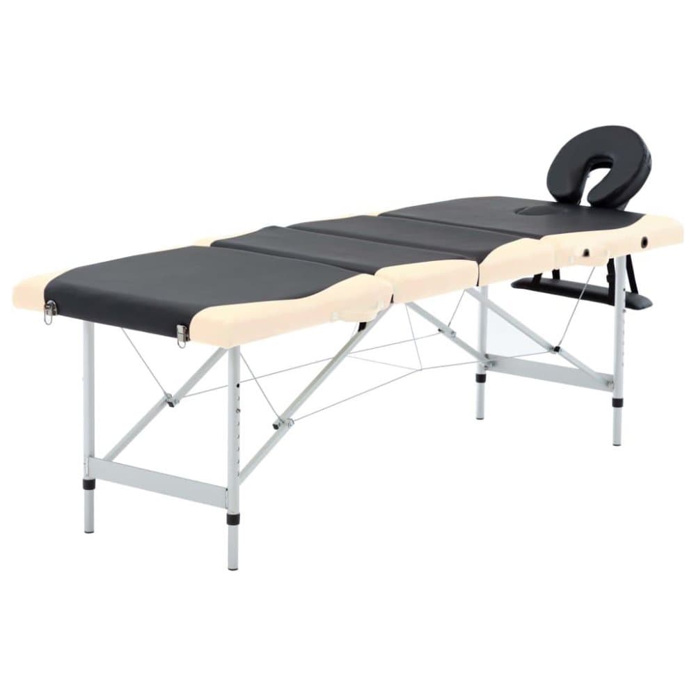 vidaXL foldbart massagebord 4 zoner aluminium sort og beige