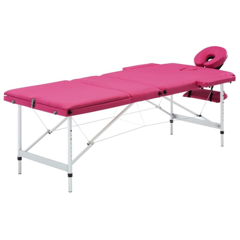 vidaXL foldbart massagebord 3 zoner aluminium pink