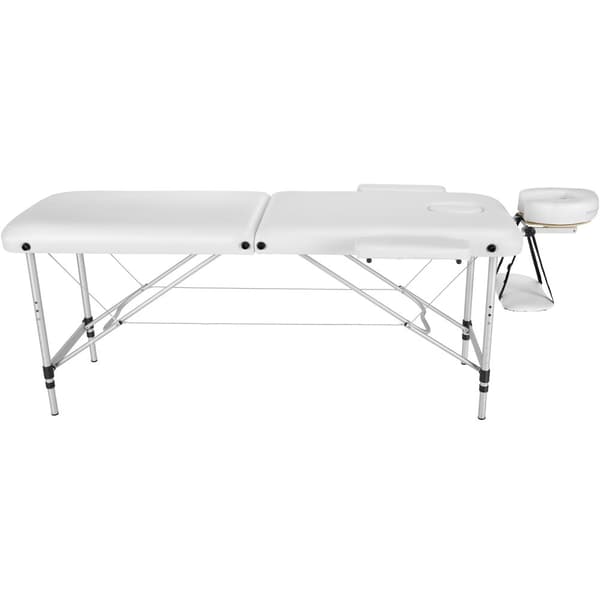 Massagebriks med 2 zoner, polstring, massageruller og aluminiumsstel - hvid