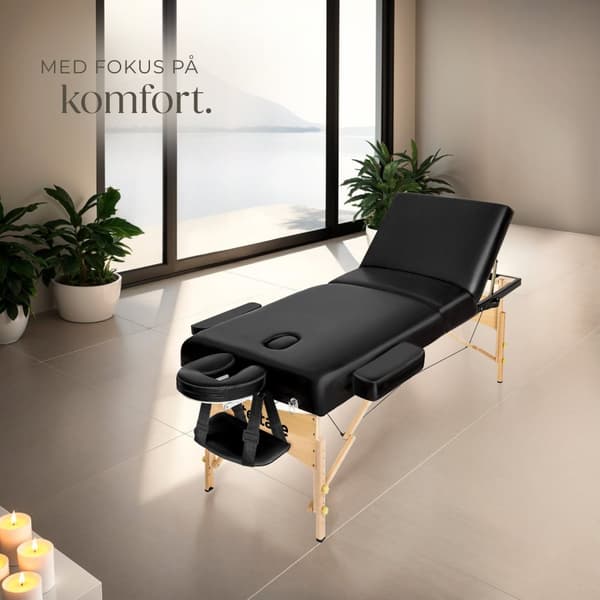 3-zons massagebänk Somwang med 7,5 cm stoppning och träram - svart