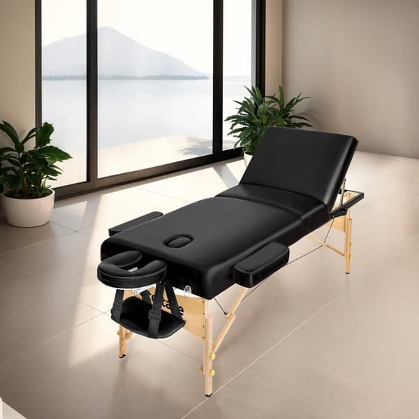 3-zons massagebänk Somwang med 7,5 cm stoppning och träram - svart