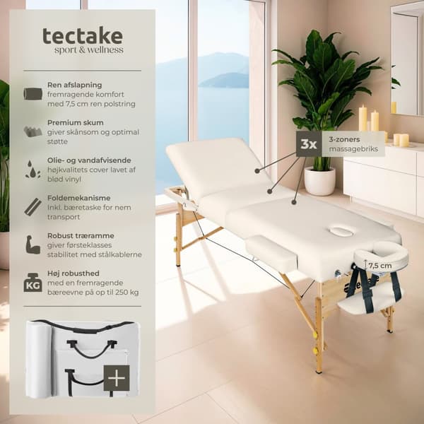 Massagebriks Somwang med 3 zoner, 7,5 cm polstring - beige