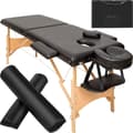 Miniatyrbild 1 av 10: Set 2-zons Massagebänk Freddi med 5 cm stoppning och träram inklusive massagerullar - svart