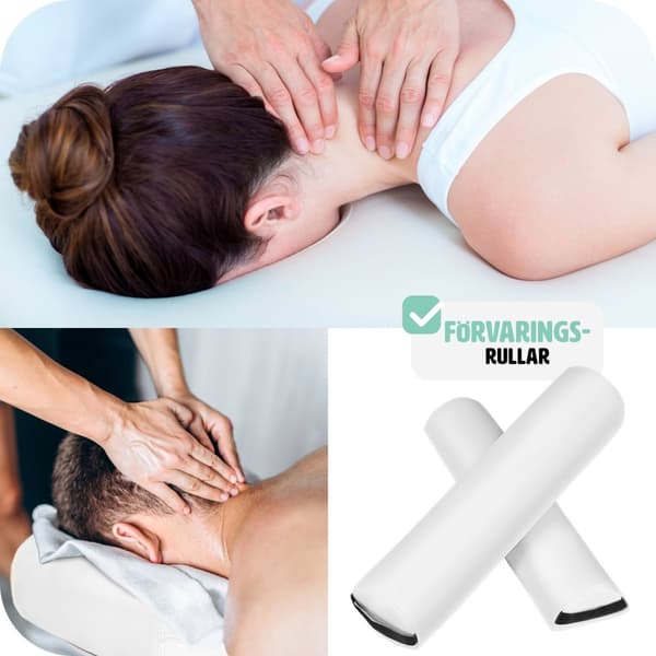 Set 2-zons Massagebänk Freddi med 5 cm stoppning och träram inklusive massagerullar - vit