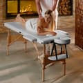 Miniatyrbild 10 av 10: Set 2-zons Massagebänk Freddi med 5 cm stoppning och träram inklusive massagerullar - vit