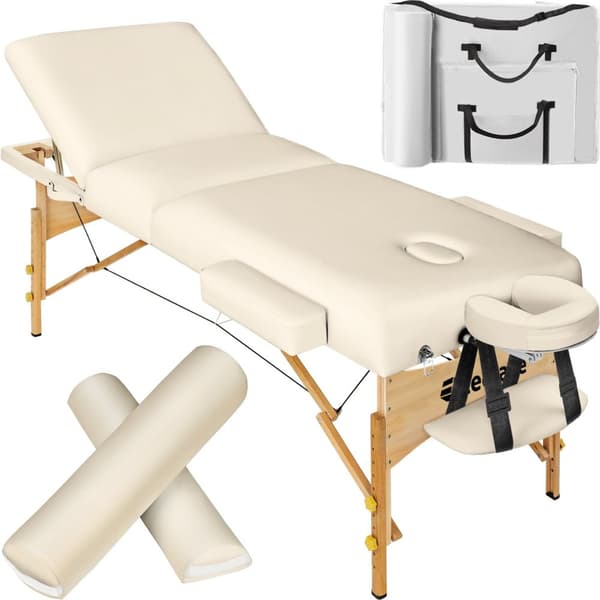 3-zoners massagebriks Somwang med 7,5 cm polstring og træramme - beige