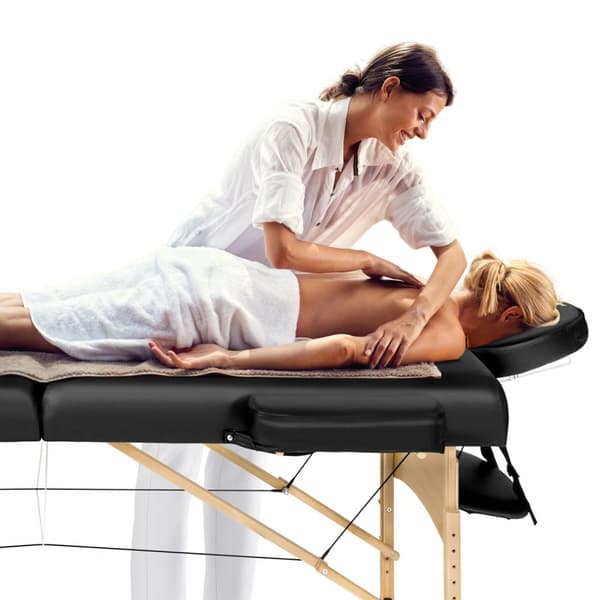 3-zoners massagebriks Somwang med 7,5 cm polstring og træramme - sort
