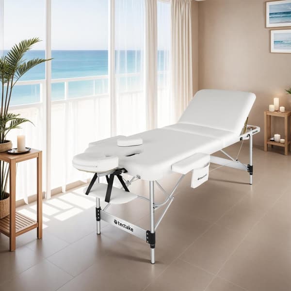 3 zoners massagebriks Phuket, bæretaske, aluminiumsramme - hvid