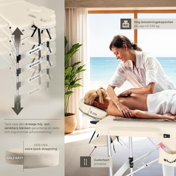 3 zons massagebänk Ko Tao med aluminiumram, inklusive bärväska - beige