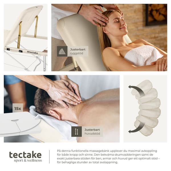 3 zons massagebänk Ko Tao med aluminiumram, inklusive bärväska - beige