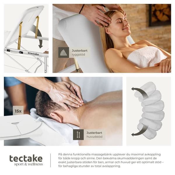 3 zons massagebänk Ko Tao med aluminiumram, inklusive bärväska - vit