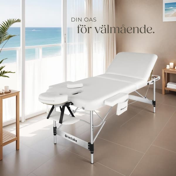 3 zons massagebänk Ko Tao med aluminiumram, inklusive bärväska - vit