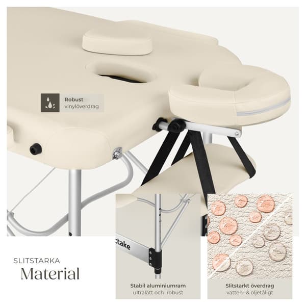 3 zons massagebänk Phuket med aluminiumram, inklusive bärväska - beige