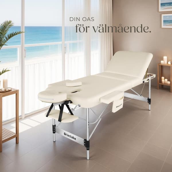 3 zons massagebänk Phuket med aluminiumram, inklusive bärväska - beige