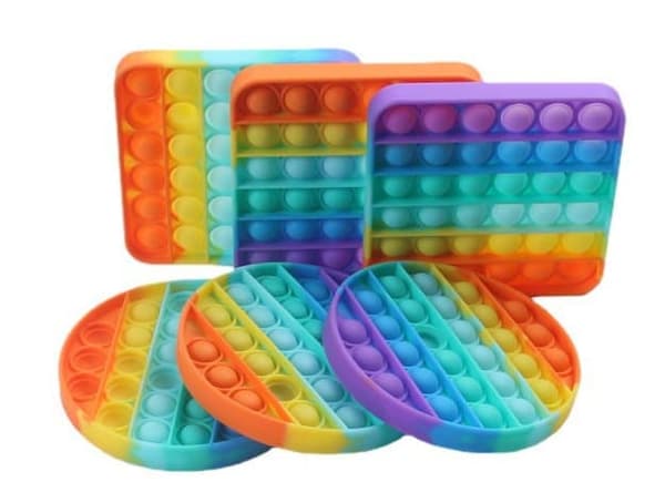 Popit Fidget Pop It Rainbow Round, Square - CE-hyväksytty