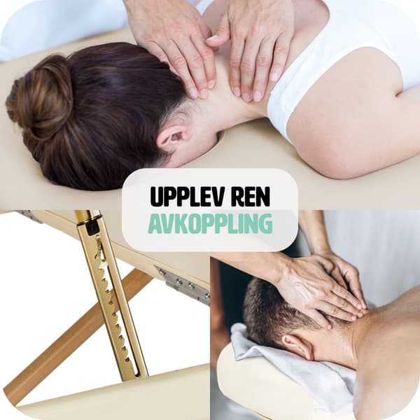 3-zons oval massagebänk Sawsan med träram och 5 cm stoppning - beige