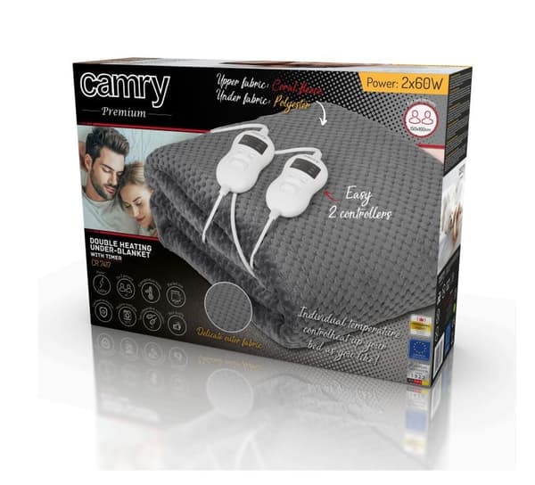 Camry CR 7417 sähköpeitto 2x 60 W harmaa