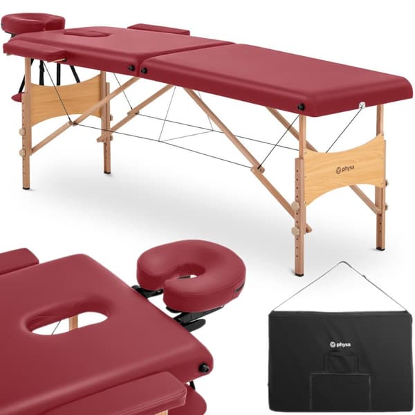 Bord massagebädd trä, bärbar, hopfällbar Toulouse Röd, upp till 227 kg, röd