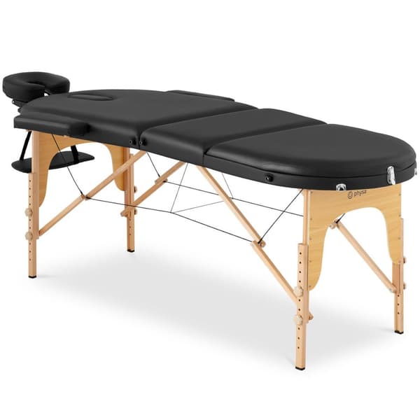 Bärbart hopfällbart massagebäddsbord med träram Colmar Black, upp till 227 kg, svart