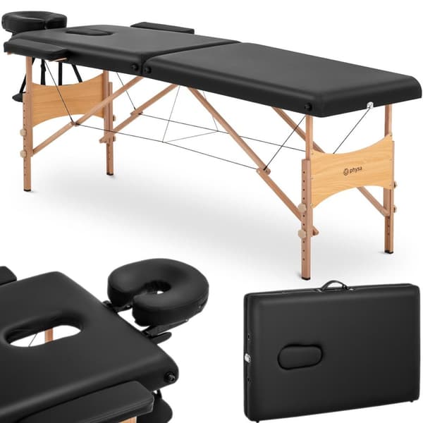 Brett hopfällbart massagebäddsbord med träram VANNES SVART - svart