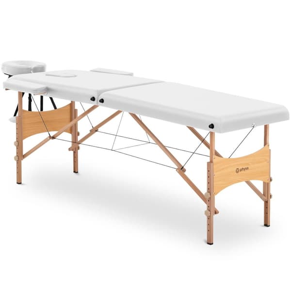 Brett hopfällbart massagebäddsbord med träram VANNES VIT - vit