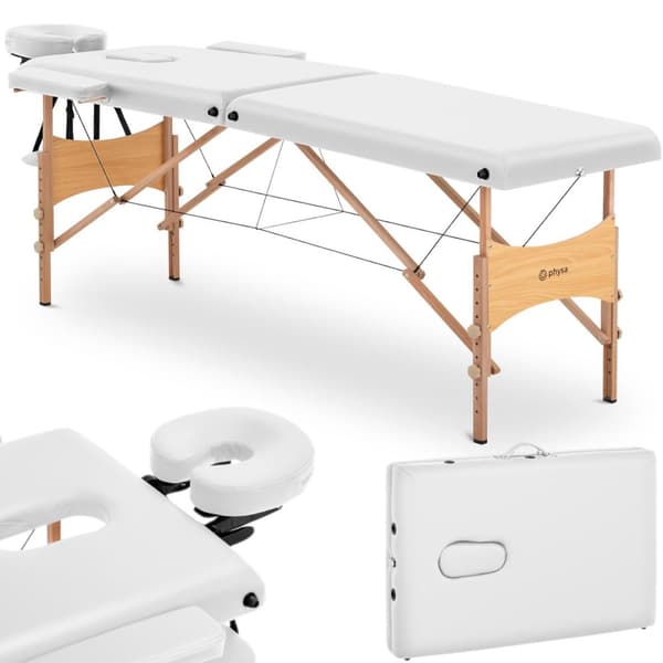 Brett hopfällbart massagebäddsbord med träram VANNES VIT - vit