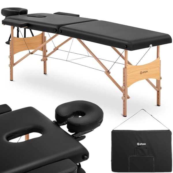 Bord massagebädd trä, portabel, hopfällbar Toulouse Svart, upp till 227 kg, svart