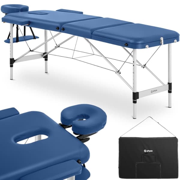 Bordeaux Blue bärbart hopfällbart massagebäddsbord upp till 180 kg blått
