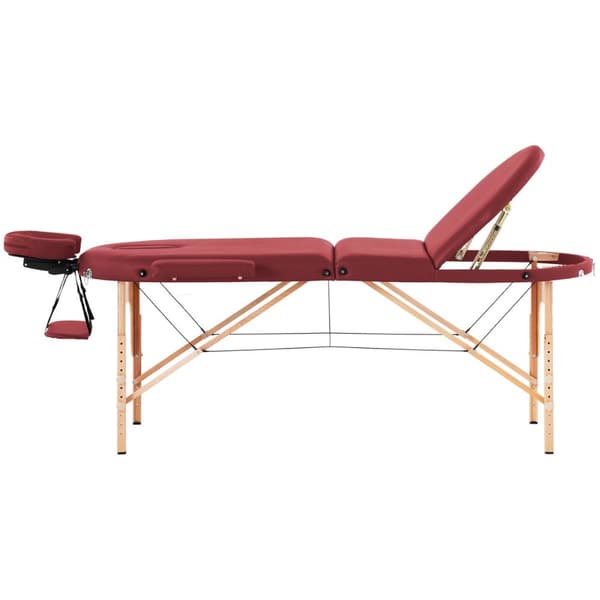 Bord, bærbar, foldbar massageseng med træstel, Colmar Red, op til 227 kg, rød