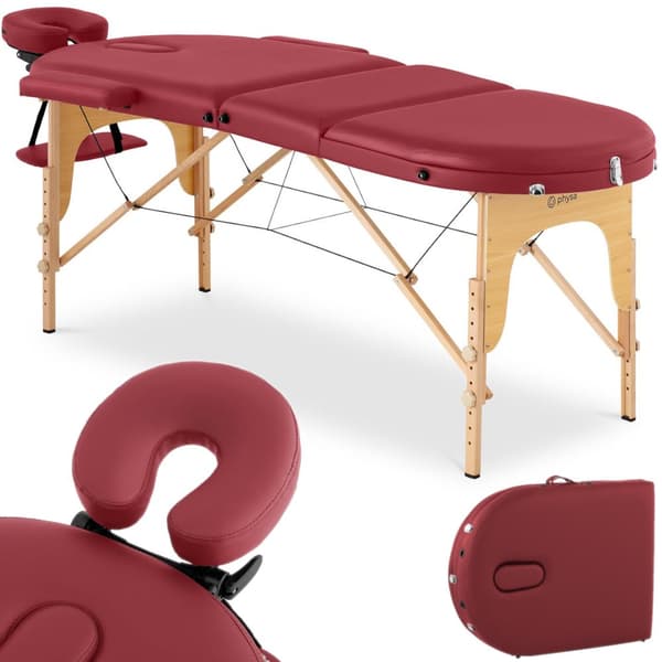 Bord, portabel, hopfällbar massagesäng med träram, Colmar Red, upp till 227 kg, röd
